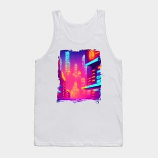 Cool Japanese Neon City Tank Top